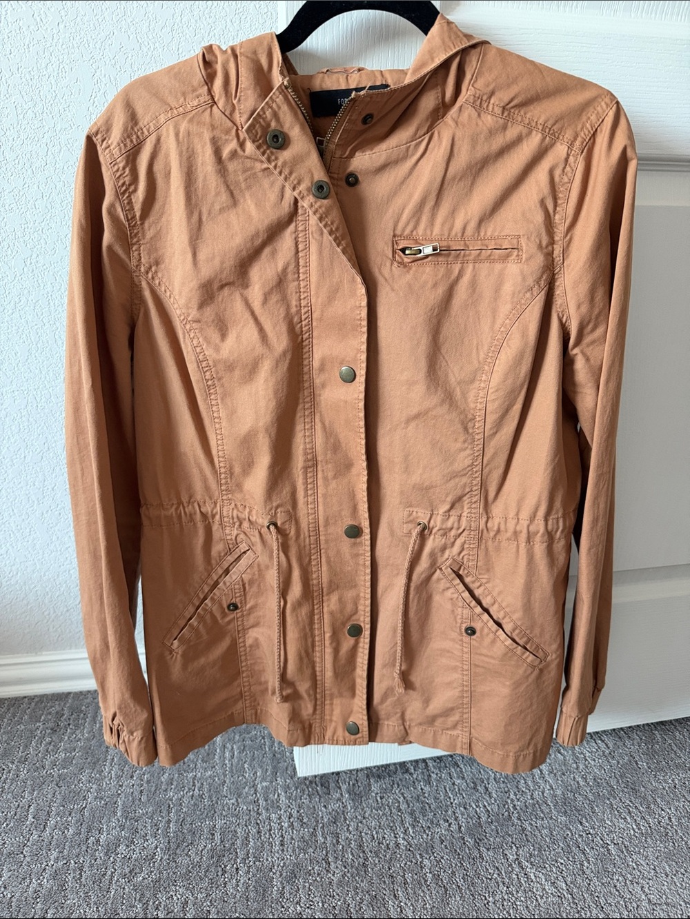 Forever 21 Hooded Utility Jacket in Tan